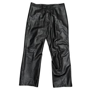 Classiques Entier Vintage Black Real Genuine Leather Pants 14 Straight Leg Edgy